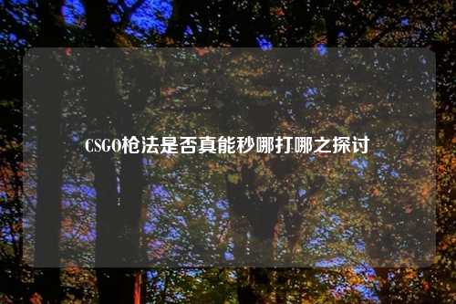 CSGO枪法是否真能秒哪打哪之探讨