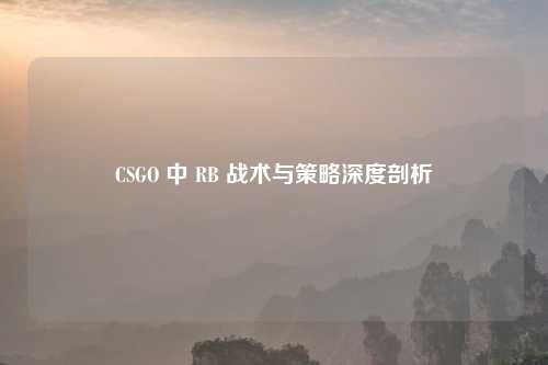 CSGO 中 RB 战术与策略深度剖析