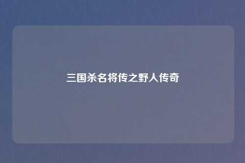 三国杀名将传之野人传奇