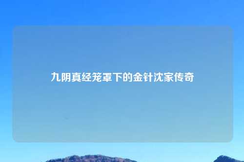 九阴真经笼罩下的金针沈家传奇