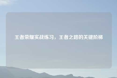 王者荣耀实战练习，王者之路的关键阶梯