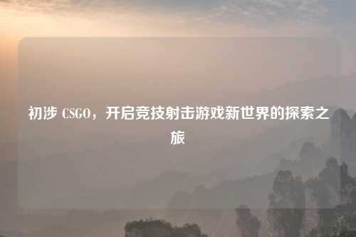 初涉 CSGO，开启竞技射击游戏新世界的探索之旅