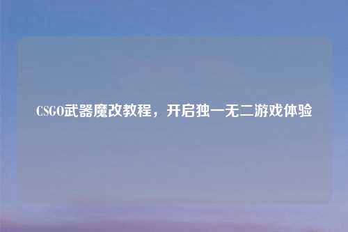 CSGO武器魔改教程，开启独一无二游戏体验