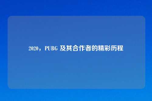2020，PUBG 及其合作者的精彩历程