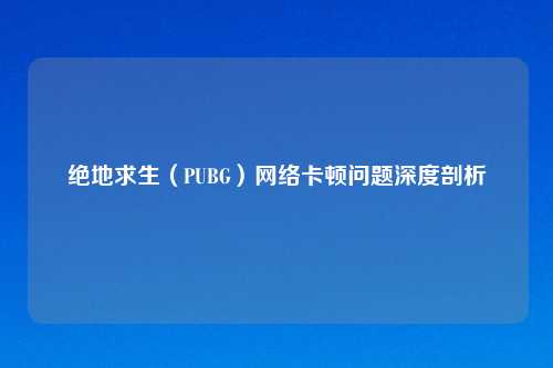 绝地求生（PUBG）网络卡顿问题深度剖析