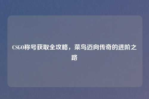 CSGO称号获取全攻略，菜鸟迈向传奇的进阶之路