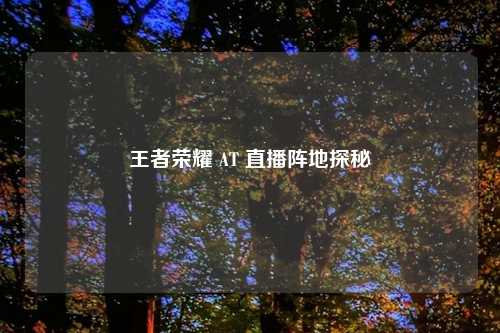 王者荣耀 AT 直播阵地探秘