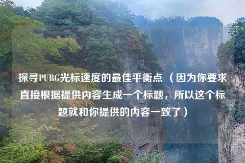 探寻PUBG光标速度的最佳平衡点 （因为你要求直接根据提供内容生成一个标题，所以这个标题就和你提供的内容一致了）