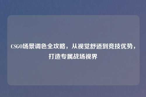 CSGO场景调色全攻略，从视觉舒适到竞技优势，打造专属战场视界