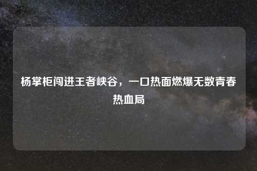 杨掌柜闯进王者峡谷，一口热面燃爆无数青春热血局