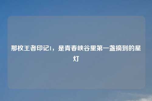 那枚王者印记1,是青春峡谷里第一盏摘到的星灯
