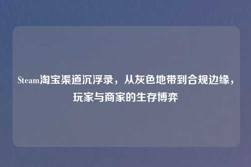 Steam淘宝渠道沉浮录，从灰色地带到合规边缘，玩家与商家的生存博弈