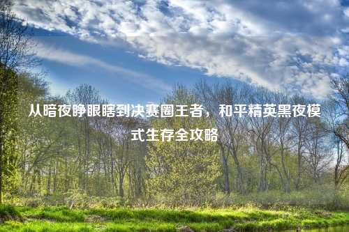 从暗夜睁眼瞎到决赛圈王者，和平精英黑夜模式生存全攻略