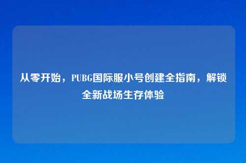 从零开始，PUBG国际服小号创建全指南，解锁全新战场生存体验