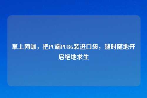 掌上网咖，把PC端PUBG装进口袋，随时随地开启绝地求生
