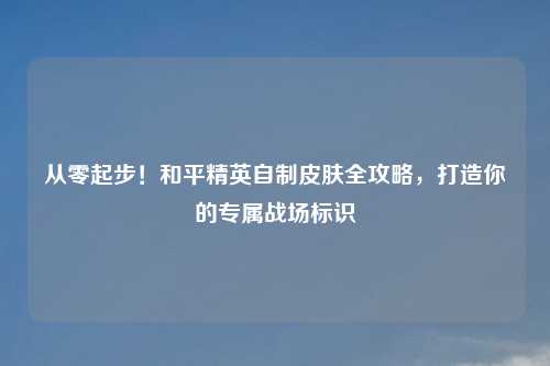 从零起步！和平精英自制皮肤全攻略，打造你的专属战场标识