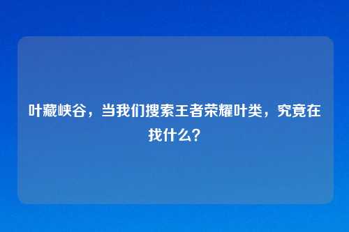 叶藏峡谷，当我们搜索王者荣耀叶类，究竟在找什么？