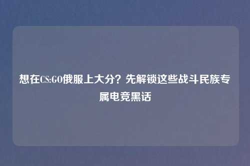 想在CS:GO俄服上大分？先解锁这些战斗民族专属电竞黑话