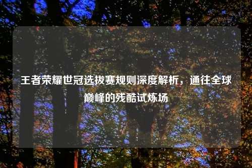 王者荣耀世冠选拔赛规则深度解析，通往全球巅峰的残酷试炼场