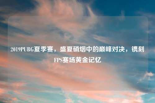 2019PUBG夏季赛，盛夏硝烟中的巅峰对决，镌刻FPS赛场黄金记忆