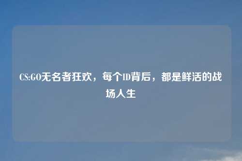 CS:GO无名者狂欢，每个ID背后，都是鲜活的战场人生