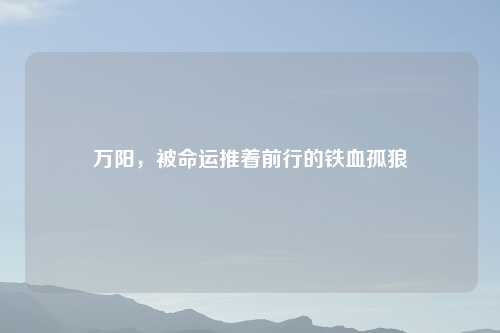 万阳，被命运推着前行的铁血孤狼