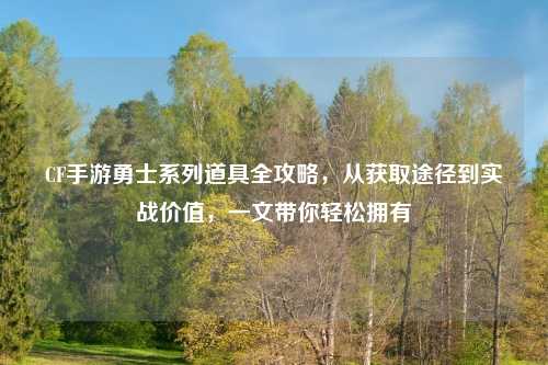CF手游勇士系列道具全攻略，从获取途径到实战价值，一文带你轻松拥有