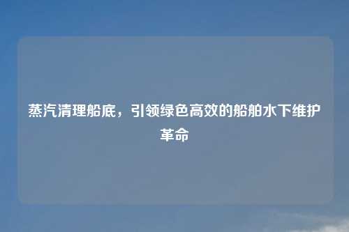 蒸汽清理船底，引领绿色高效的船舶水下维护革命