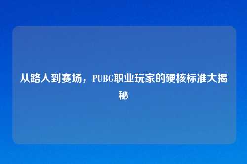 从路人到赛场，PUBG职业玩家的硬核标准大揭秘