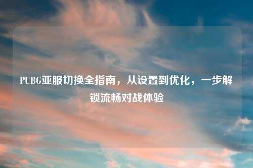 PUBG亚服切换全指南，从设置到优化，一步解锁流畅对战体验