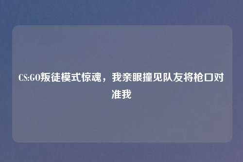 CS:GO叛徒模式惊魂，我亲眼撞见队友将枪口对准我