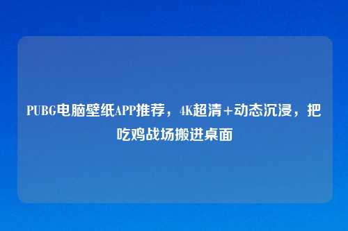 PUBG电脑壁纸APP推荐，4K超清+动态沉浸，把吃鸡战场搬进桌面