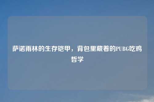 萨诺雨林的生存铠甲，背包里藏着的PUBG吃鸡哲学