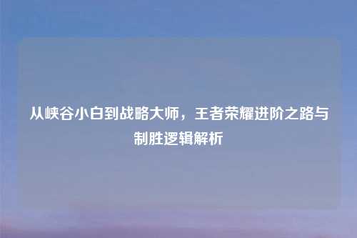 从峡谷小白到战略大师，王者荣耀进阶之路与制胜逻辑解析