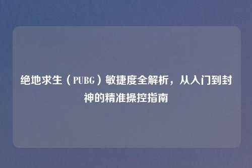 绝地求生（PUBG）敏捷度全解析，从入门到封神的精准操控指南