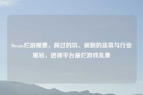 Steam烂游观察，踩过的坑、被割的韭菜与行业尴尬，透视平台最烂游戏乱象