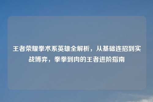 王者荣耀拳术系英雄全解析，从基础连招到实战博弈，拳拳到肉的王者进阶指南