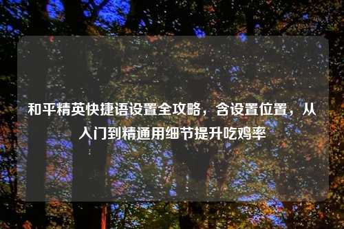 和平精英快捷语设置全攻略，含设置位置，从入门到精通用细节提升吃鸡率
