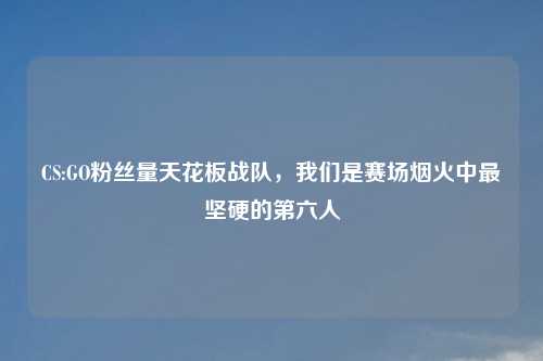 CS:GO粉丝量天花板战队，我们是赛场烟火中最坚硬的第六人