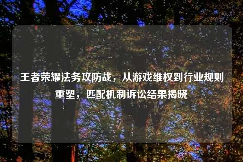 王者荣耀法务攻防战，从游戏     到行业规则重塑，匹配机制诉讼结果揭晓