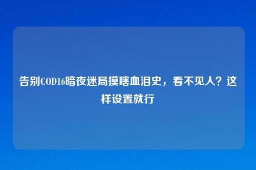 告别COD16暗夜迷局摸瞎血泪史，看不见人？这样设置就行