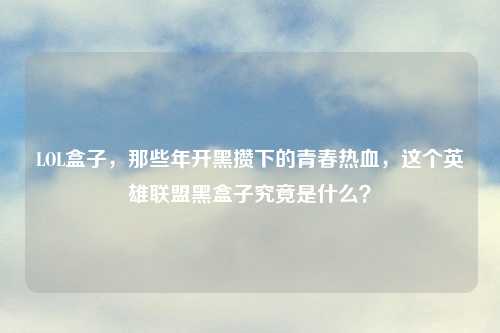 LOL盒子，那些年开黑攒下的青春热血，这个英雄联盟黑盒子究竟是什么？