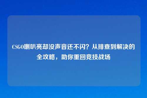 CSGO喇叭亮却没声音还不闪？从排查到解决的全攻略，助你重回竞技战场