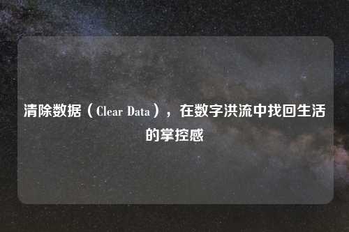 清除数据（Clear Data），在数字洪流中找回生活的掌控感