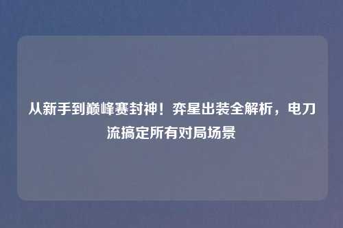 从新手到巅峰赛封神！弈星出装全解析，电刀流搞定所有对局场景