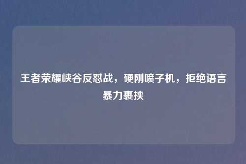王者荣耀峡谷反怼战，硬刚喷子机，拒绝语言暴力裹挟