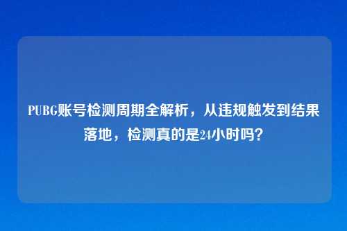 PUBG账号检测周期全解析，从违规触发到结果落地，检测真的是24小时吗？