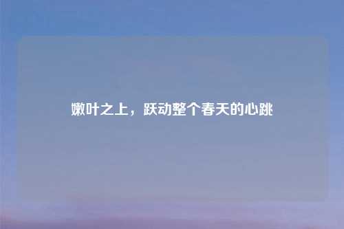 嫩叶之上，跃动整个春天的心跳