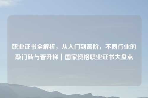 职业证书全解析，从入门到高阶，不同行业的敲门砖与晋升梯｜国家资格职业证书大盘点