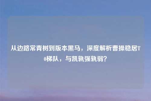 从边路常青树到版本黑马，深度解析曹操稳居T0梯队，与凯孰强孰弱？